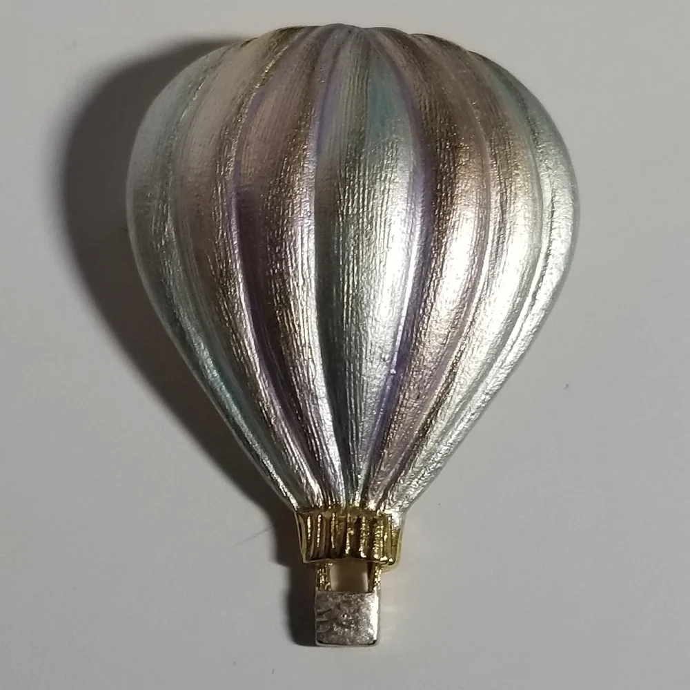 Relisted - Vintage hot air balloon brooch pastel pin flying jewelry - Picture 5 of 9